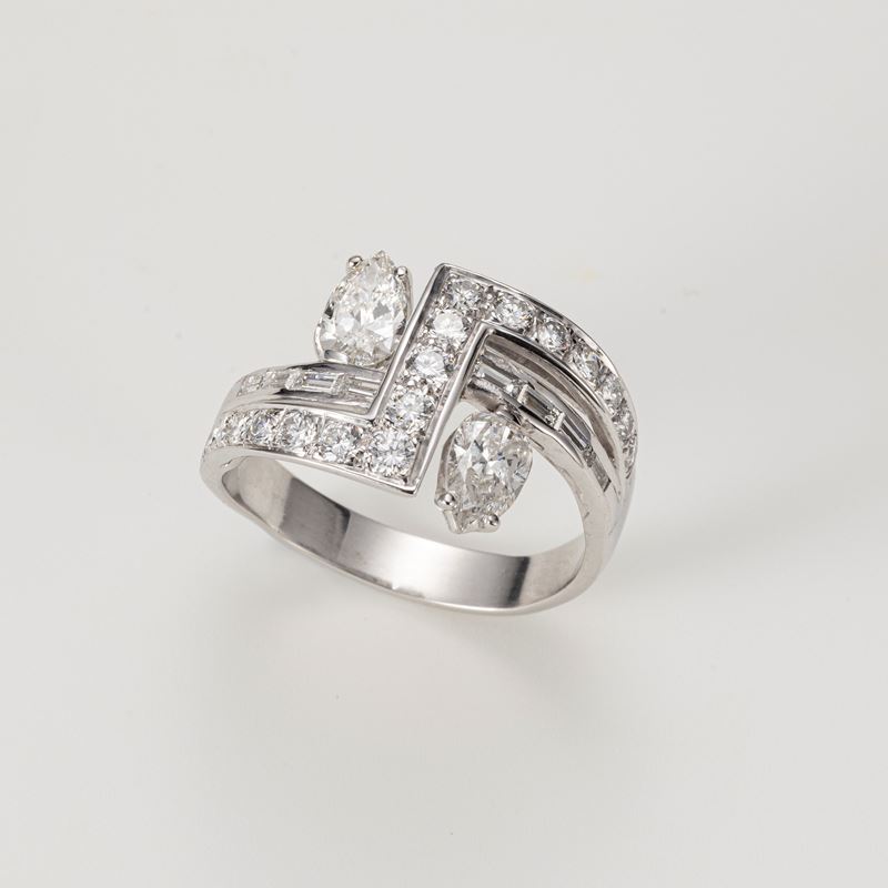 Anello oro bianco e diamanti