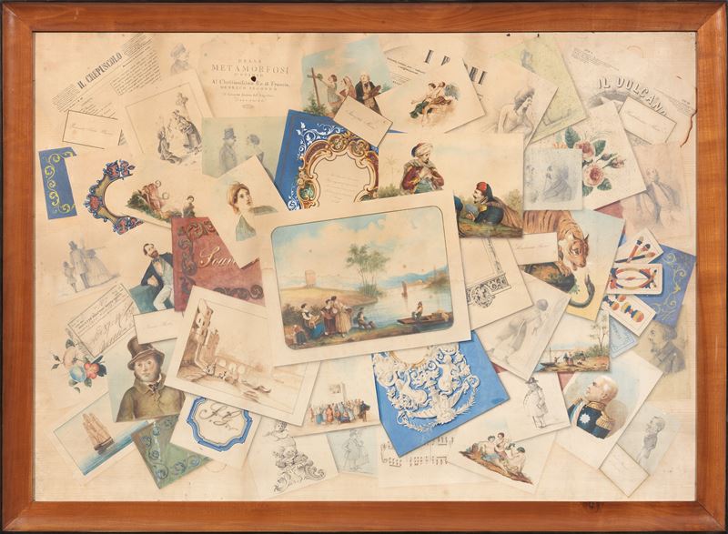 Ignoto del XIX Secolo - Trompe L'oeil di Paesaggi e Figure