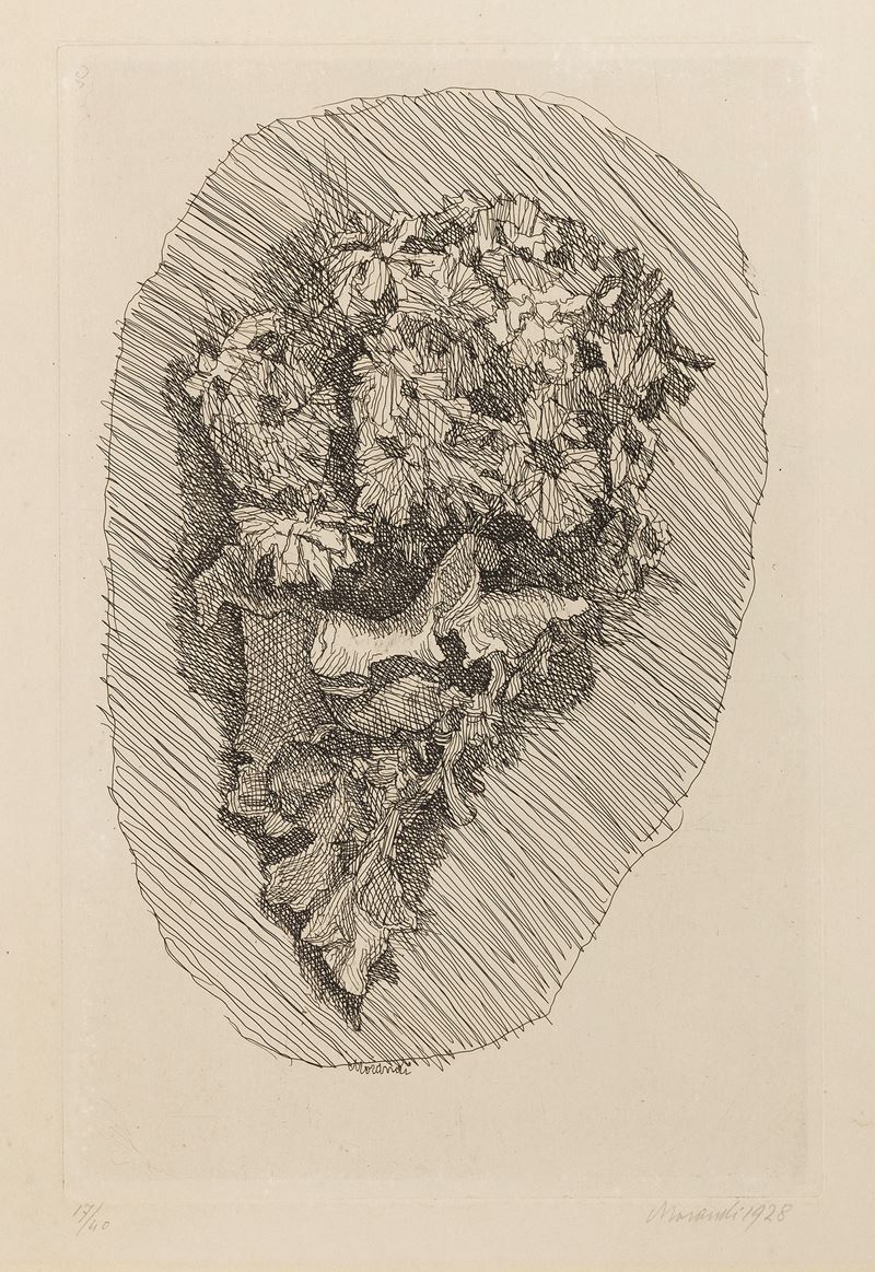 Fiori in un cornetto su fondo ovoidale