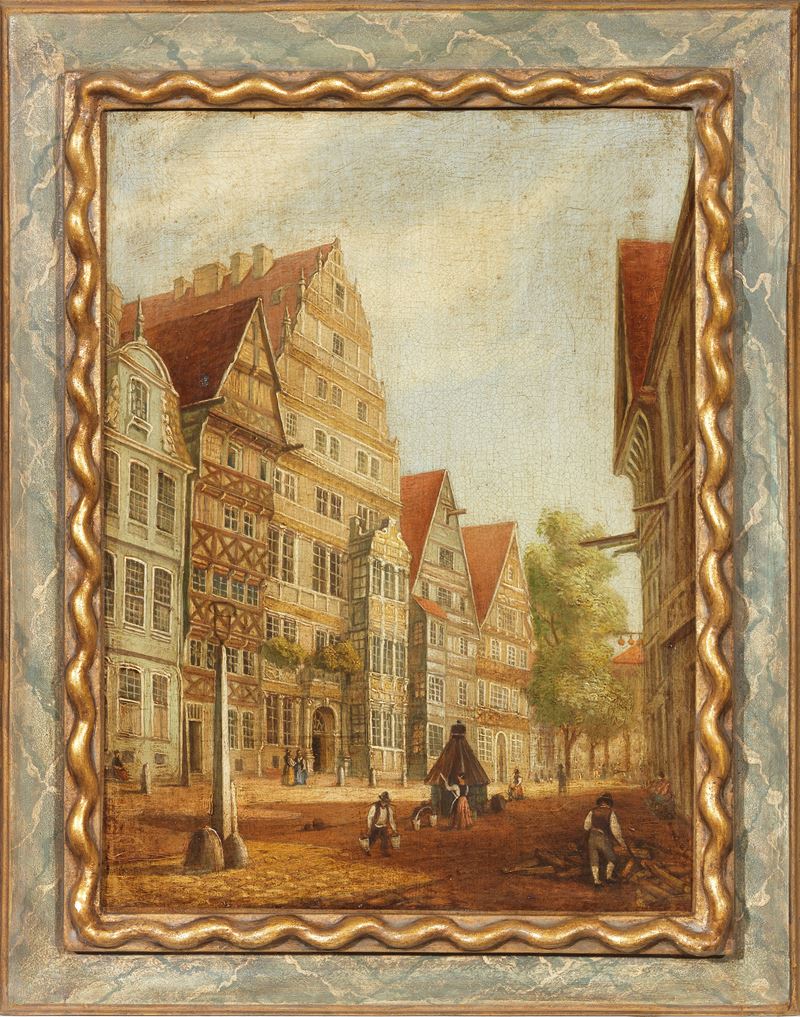 Due opere raffiguranti «Veduta di città»