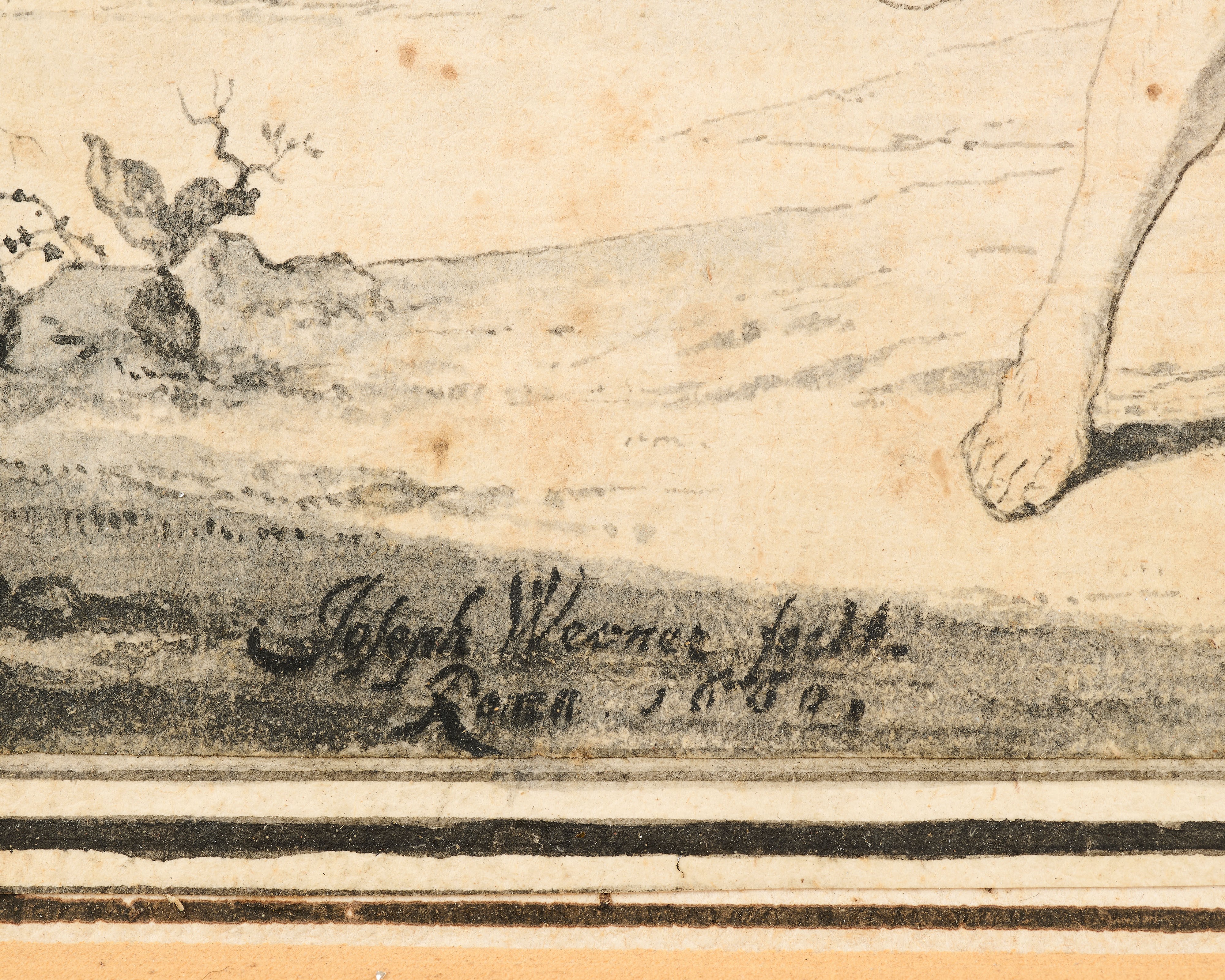 Joseph Werner - Allegoria della Fortuna e del Tempo, inchiostro con rialzi a biacca su carta