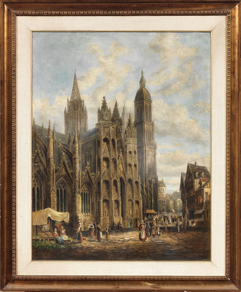 «Veduta di piazza con mercato» e «Veduta di città con mercato»