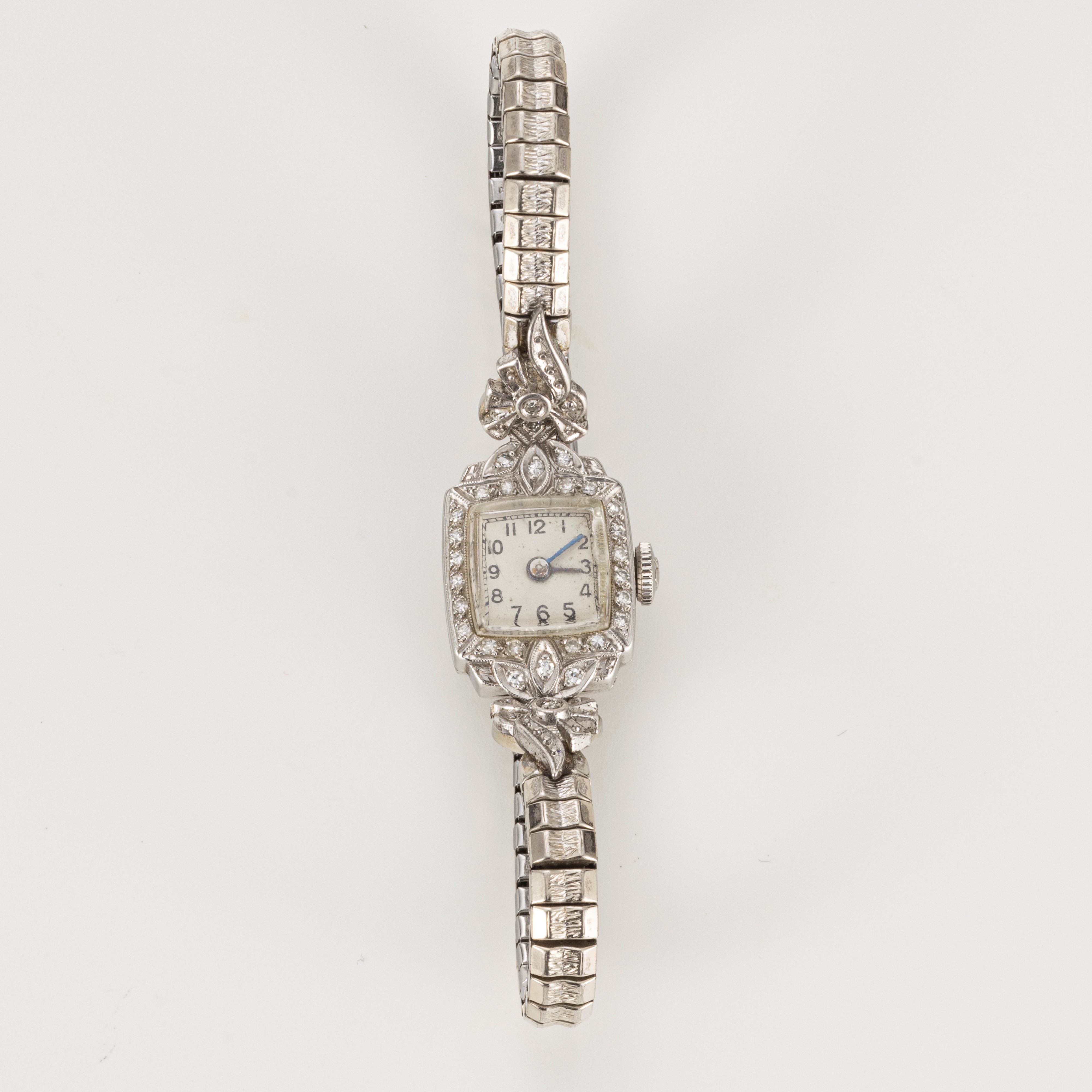 Orologio da polso in platino, anni Trenta-Quaranta