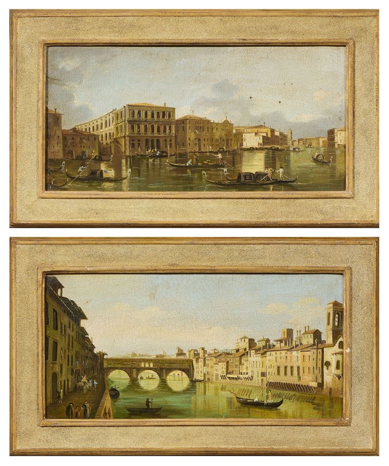 «Veduta di Canal Grande a Venezia» e «Veduta di Ponte Vecchio a Firenze»