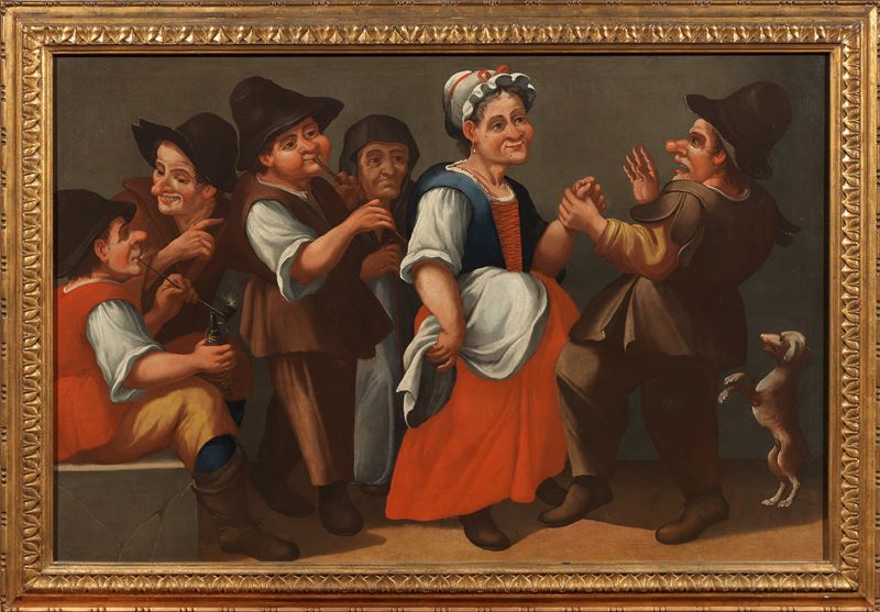 Due opere raffiguranti «Scena di osteria con figure grottesche»