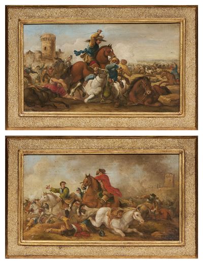 Due Opere Raffiguranti «scena di Battaglia»