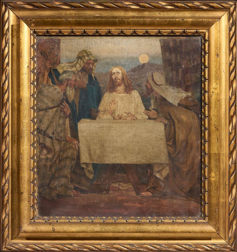 Pittore Orientalista del XIX Secolo - Cristo Risorto fra i Discepoli di Emmaus