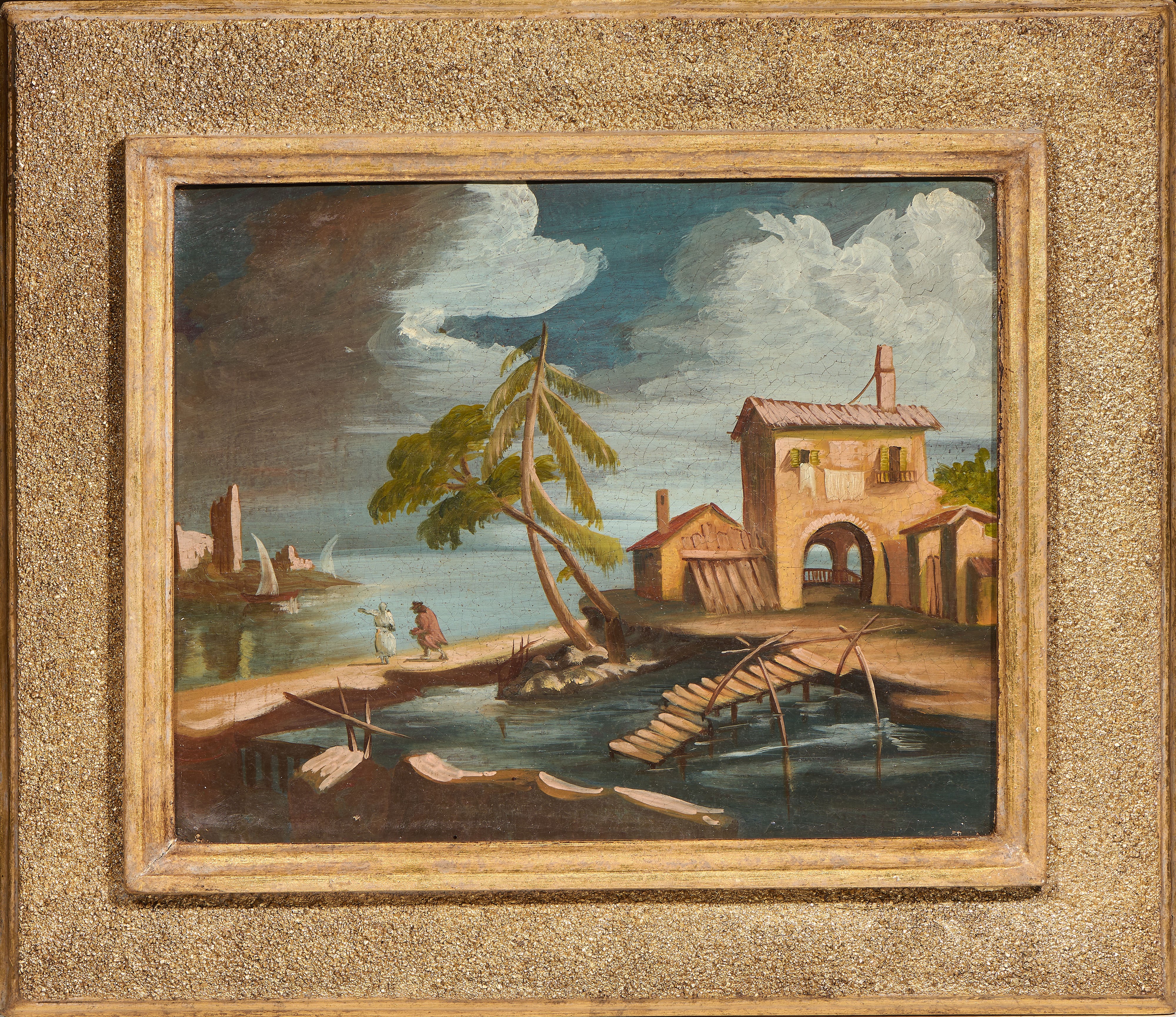 Ignoto del XX Secolo - «paesaggio Marino con Alberi e Figure» e «paesaggio Marino con Torre e Vel...