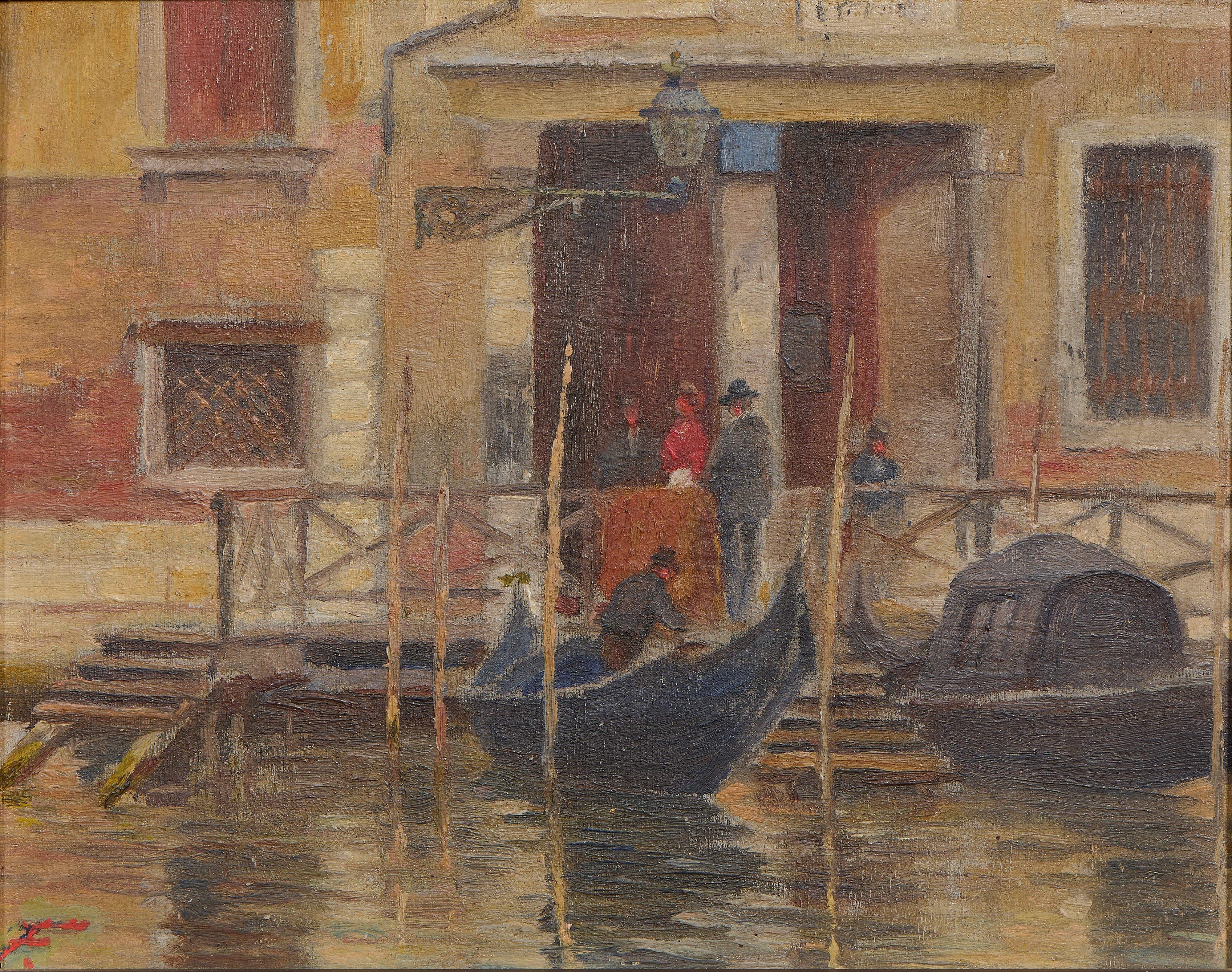 Ignoto del XX Secolo - F., Palazzo su Canal Grande e Scorcio di Canal Grande (olio su tavola)