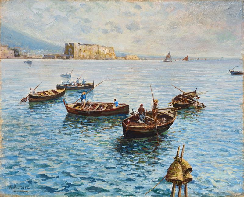 Attilio Pratella - Marina con Pescatori
