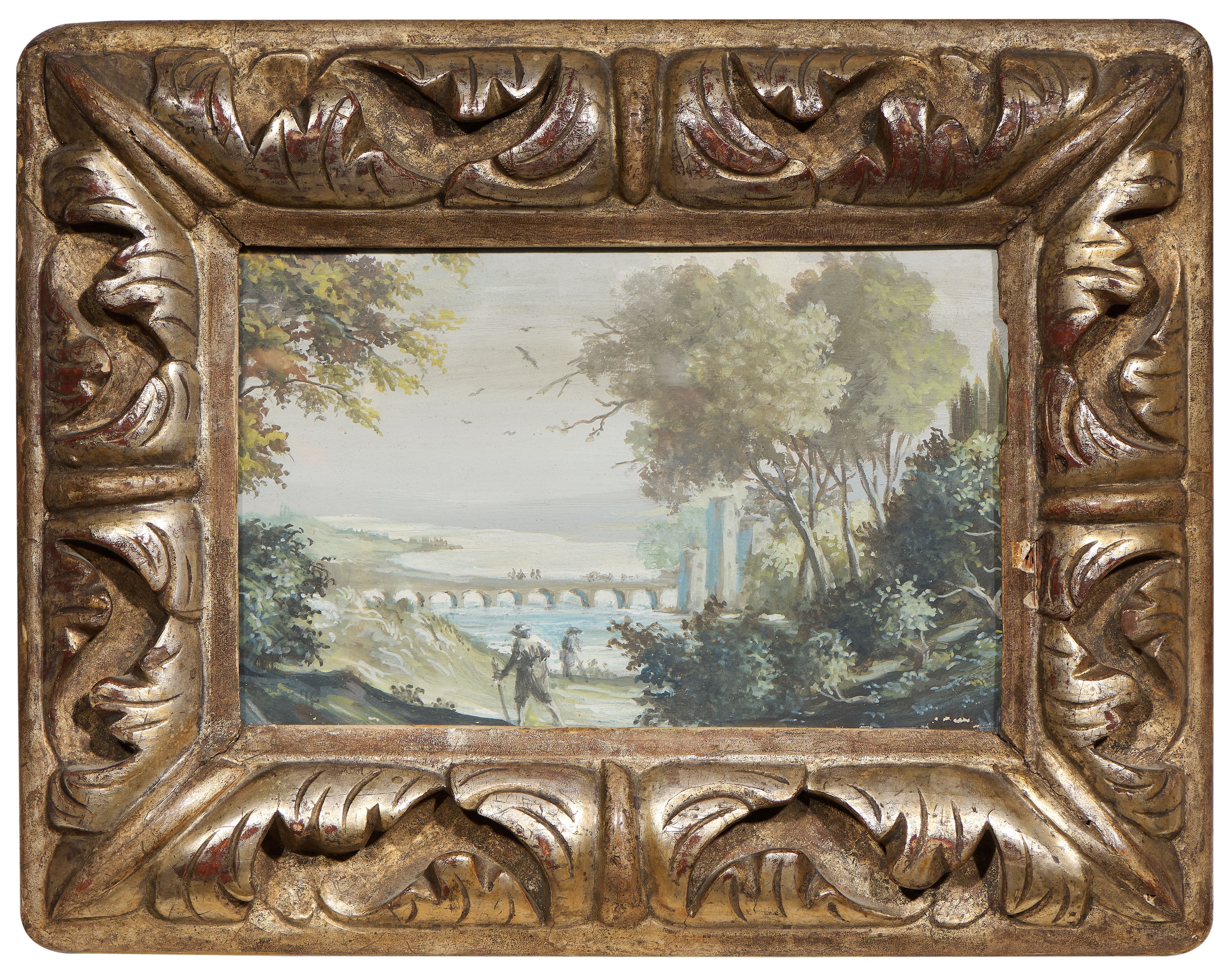 Ignoto XVIII - XIX Secolo - «paesaggio con Ponte» e «paesaggio con Paese»