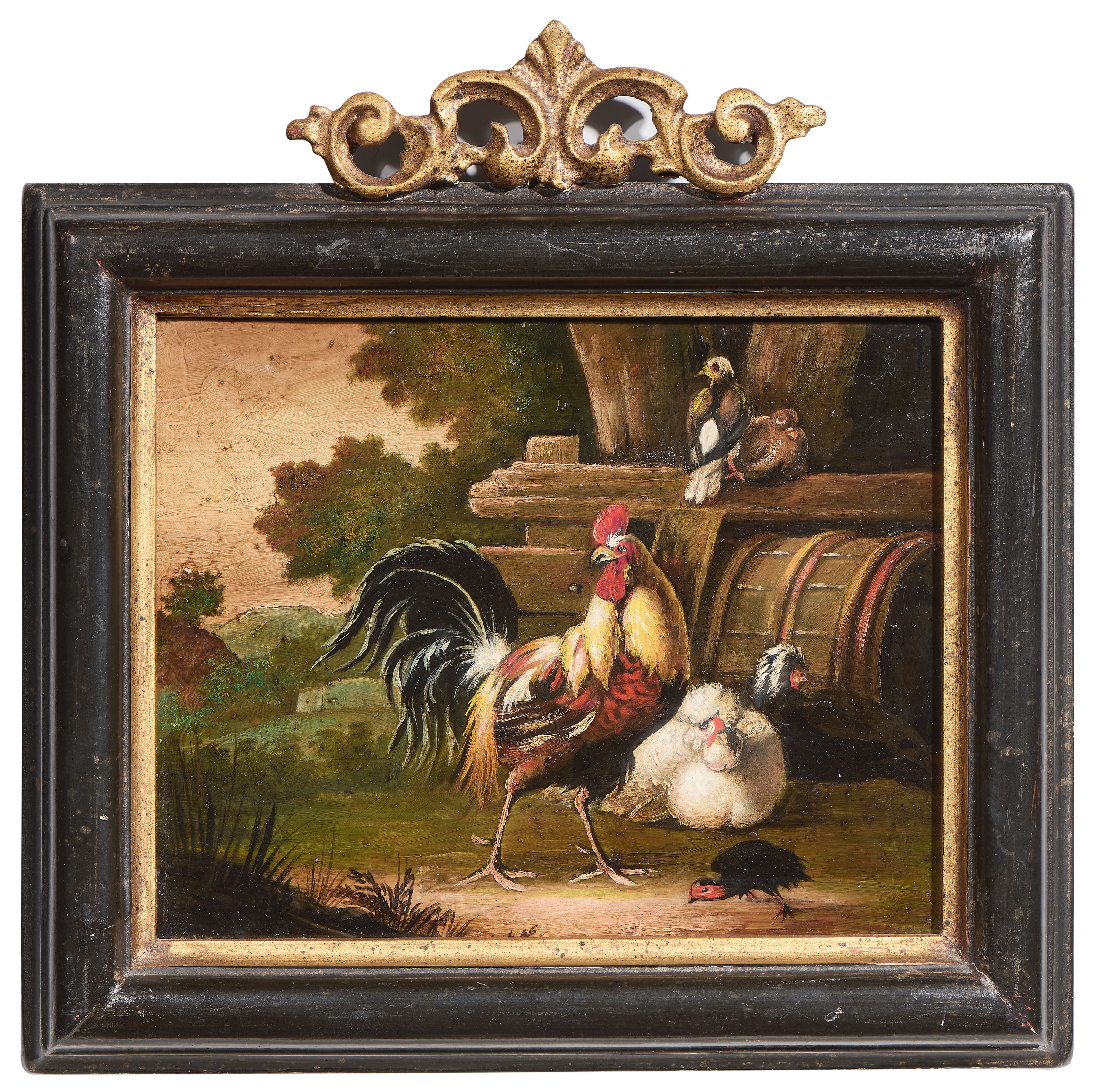 Ignoto del XIX - XX Secolo - «gallina con Pulcini» e «gallo e Gallina»