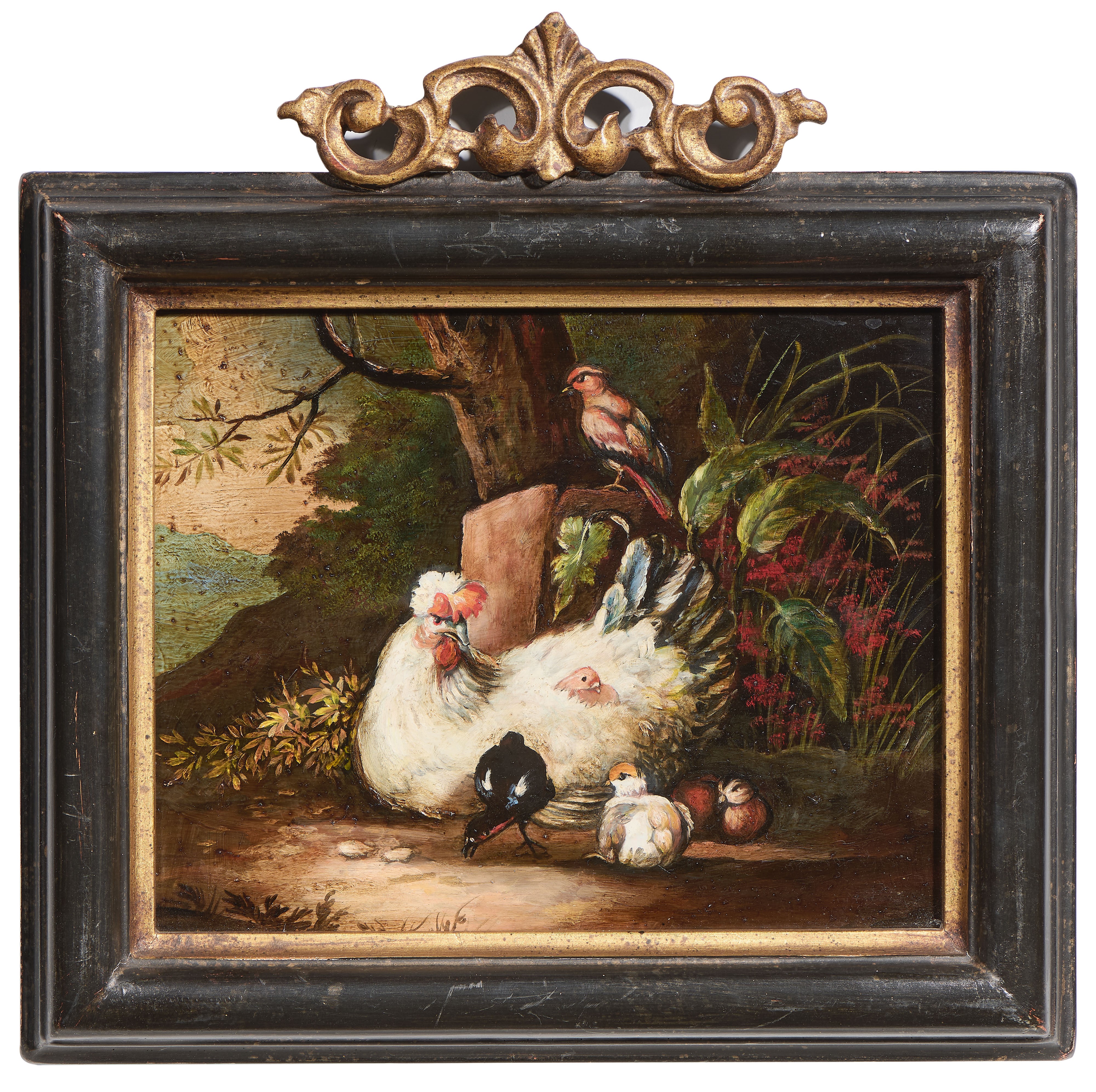 Ignoto del XIX - XX Secolo - «gallina con Pulcini» e «gallo e Gallina»