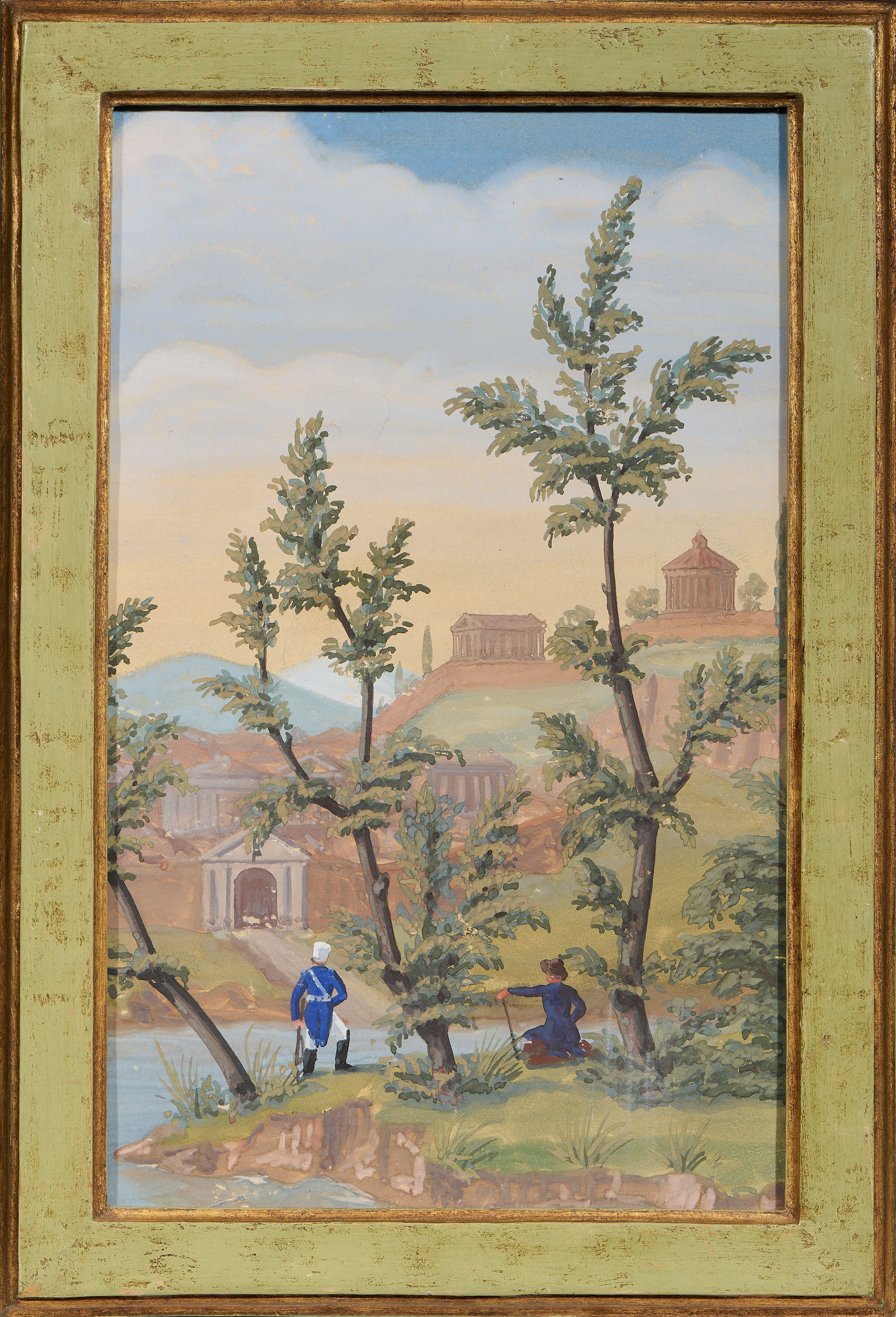 Ignoto del XIX Secolo - Due Opere Raffiguranti «paesaggio con Figure e Architetture Classiche»