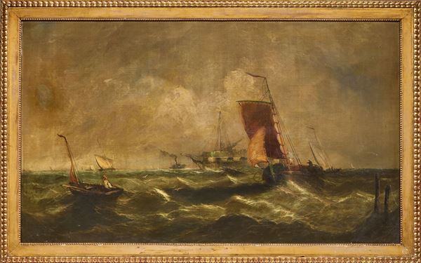 George Vincent (attr. a) - Marina con vascelli