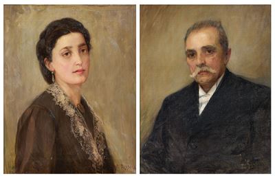Ritratto di gentildonna e ritratto di gentiluomo, olio su tela