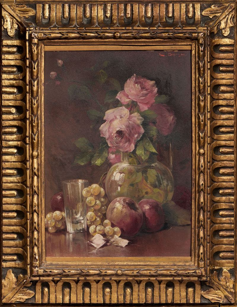 Ignoto del XX Secolo - Natura morta con fiori, olio su cartone