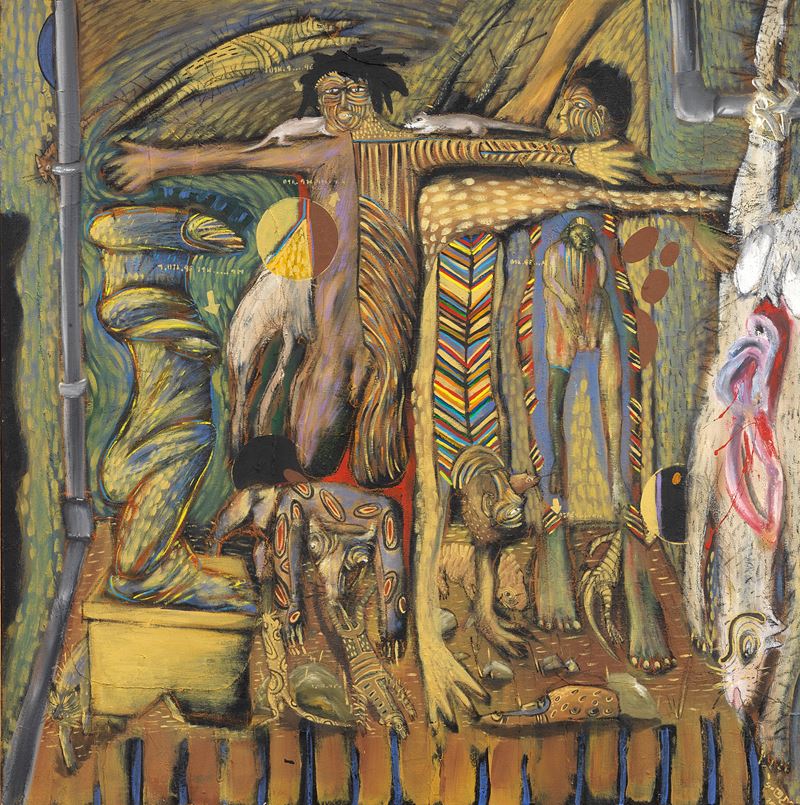 Soly Cissé - Senza titolo (Olio su tela, 110x110 cm, 2001)
