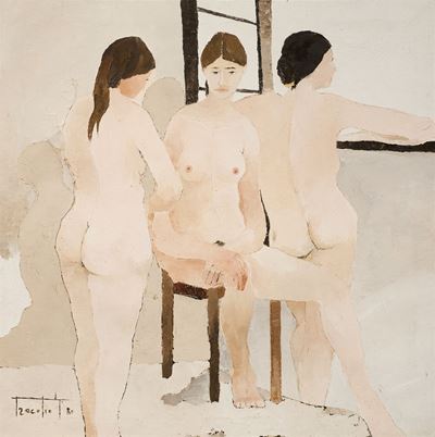 Figure femminili, olio su tela