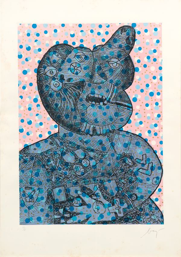 Enrico Baj : Il grande invalido  (1970)  - Acquaforte a colori, es. 58/85 - Auction Paintings, Drawings, Sculpures and Multiples - Casa d'aste Farsettiarte