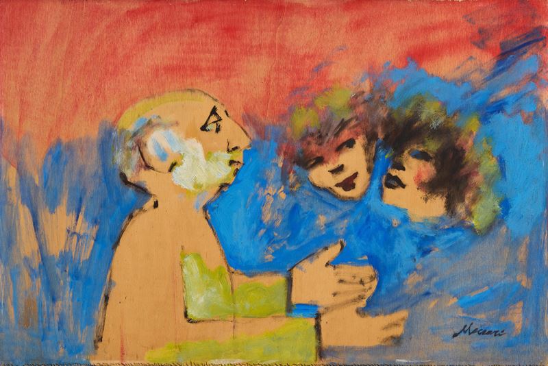 Mino Maccari - Figure, olio su compensato