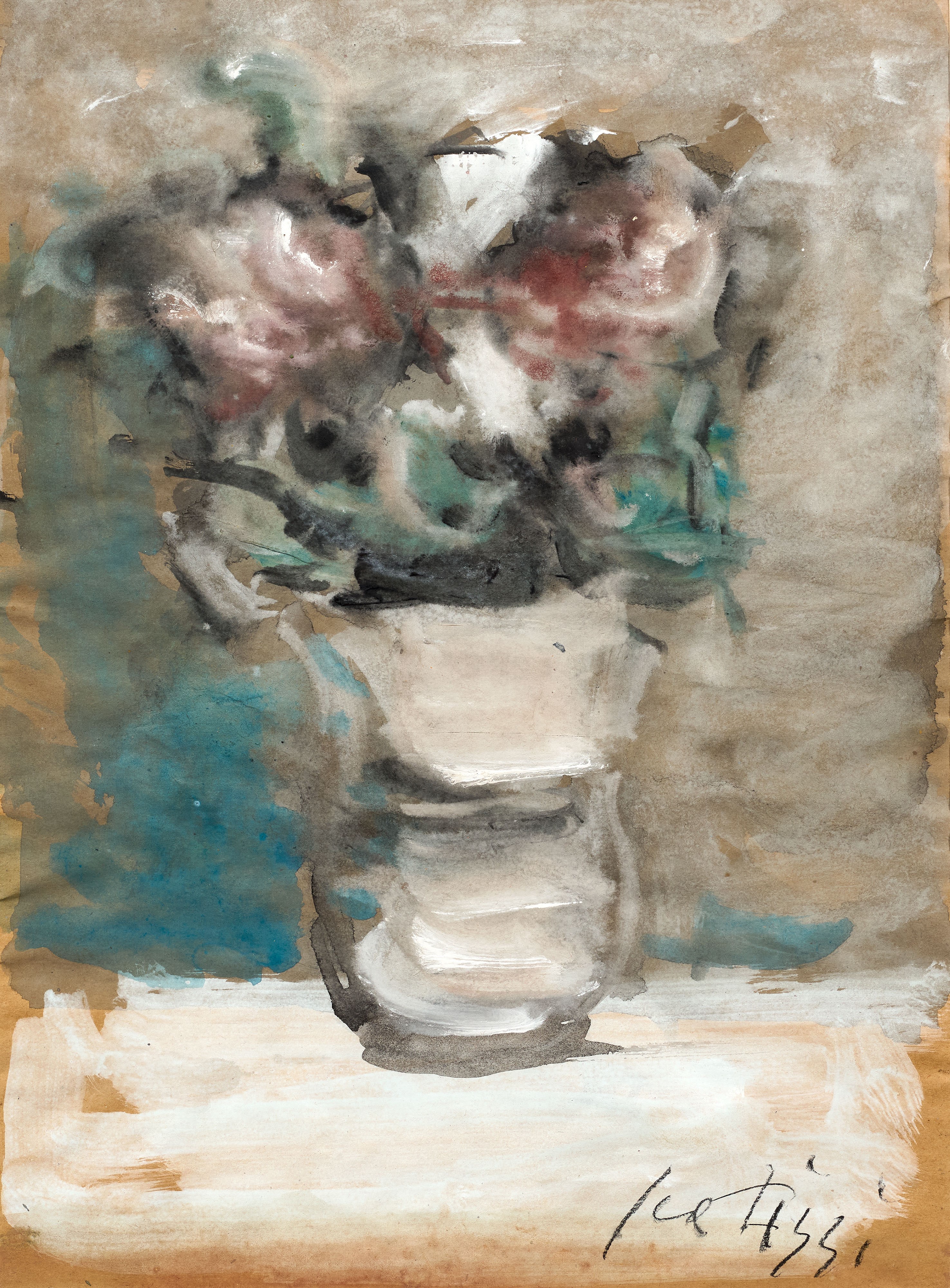 Sergio Scatizzi - Tre opere: Paesaggio, Vaso di fiori, Volto