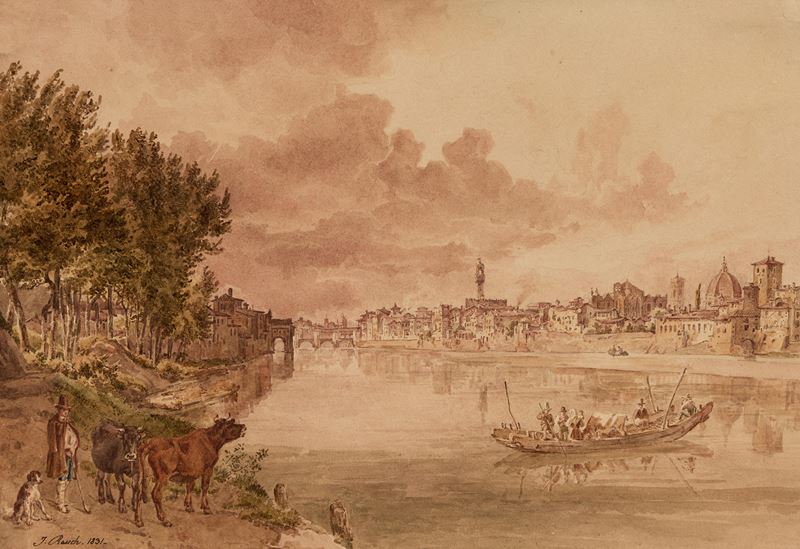 Johann Nepomuk Rauch - Veduta di Firenze Dall'arno