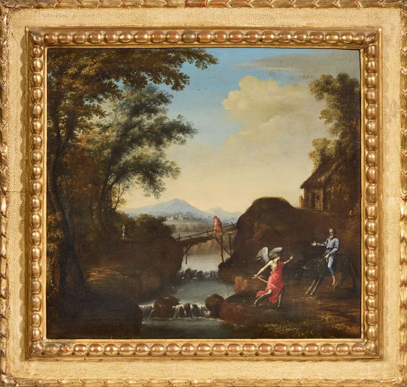 Filippo Teodoro di Liagno Detto Filippo Napoletano (attr. A) - Angelo che Ferma un Viandante