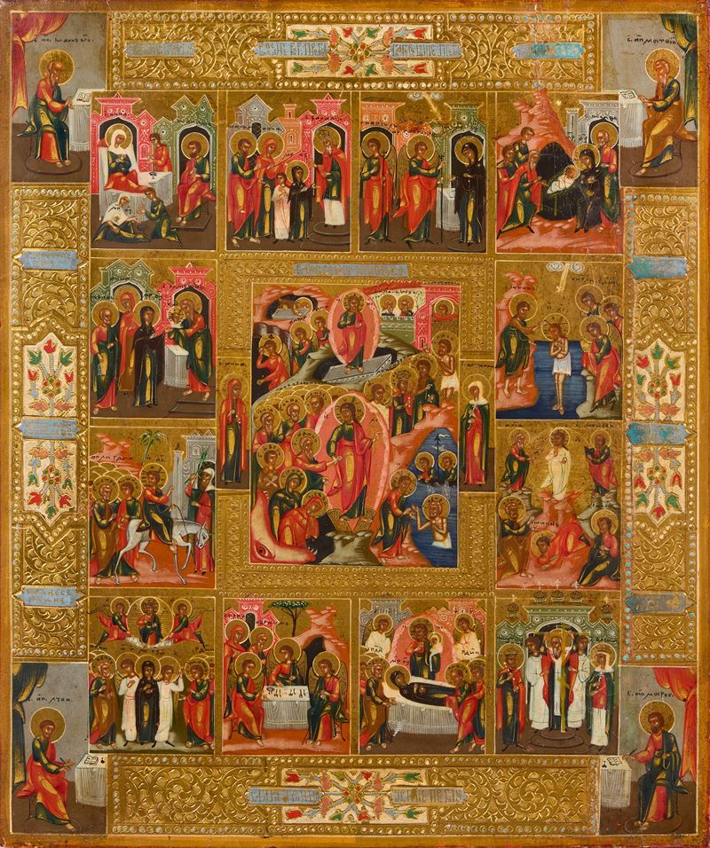 Episodi della vita di Cristo e della Vergine con i quattro Evangelisti