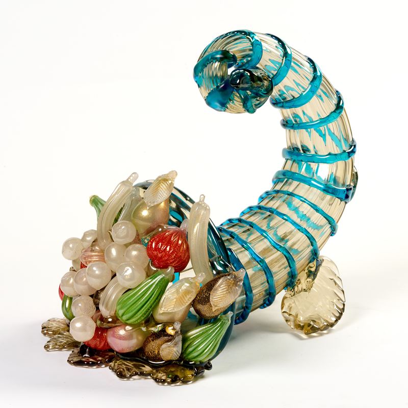Grande cornucopia in vetro soffiato di Murano