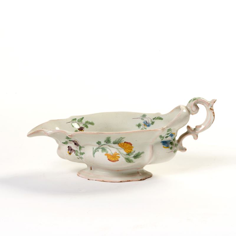 Salsiera in maiolica policroma