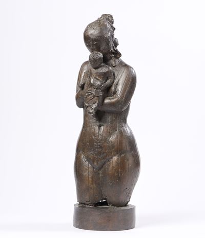 Maternità, scultura in bronzo