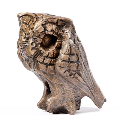 Gufo, scultura in bronzo, esemplare unico