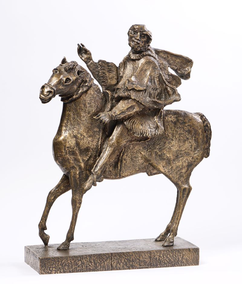 Luciano Minguzzi - Dalla V Porta del Duomo di Milano: Frate a cavallo, scultura in bronzo