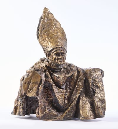 Papa Wojtyla, scultura in bronzo
