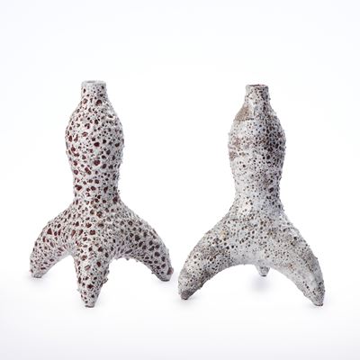 Vallauris Coppia di Porta Lampade in Ceramica