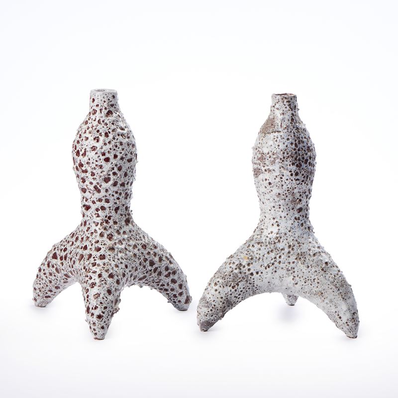 Vallauris Coppia di Porta Lampade in Ceramica