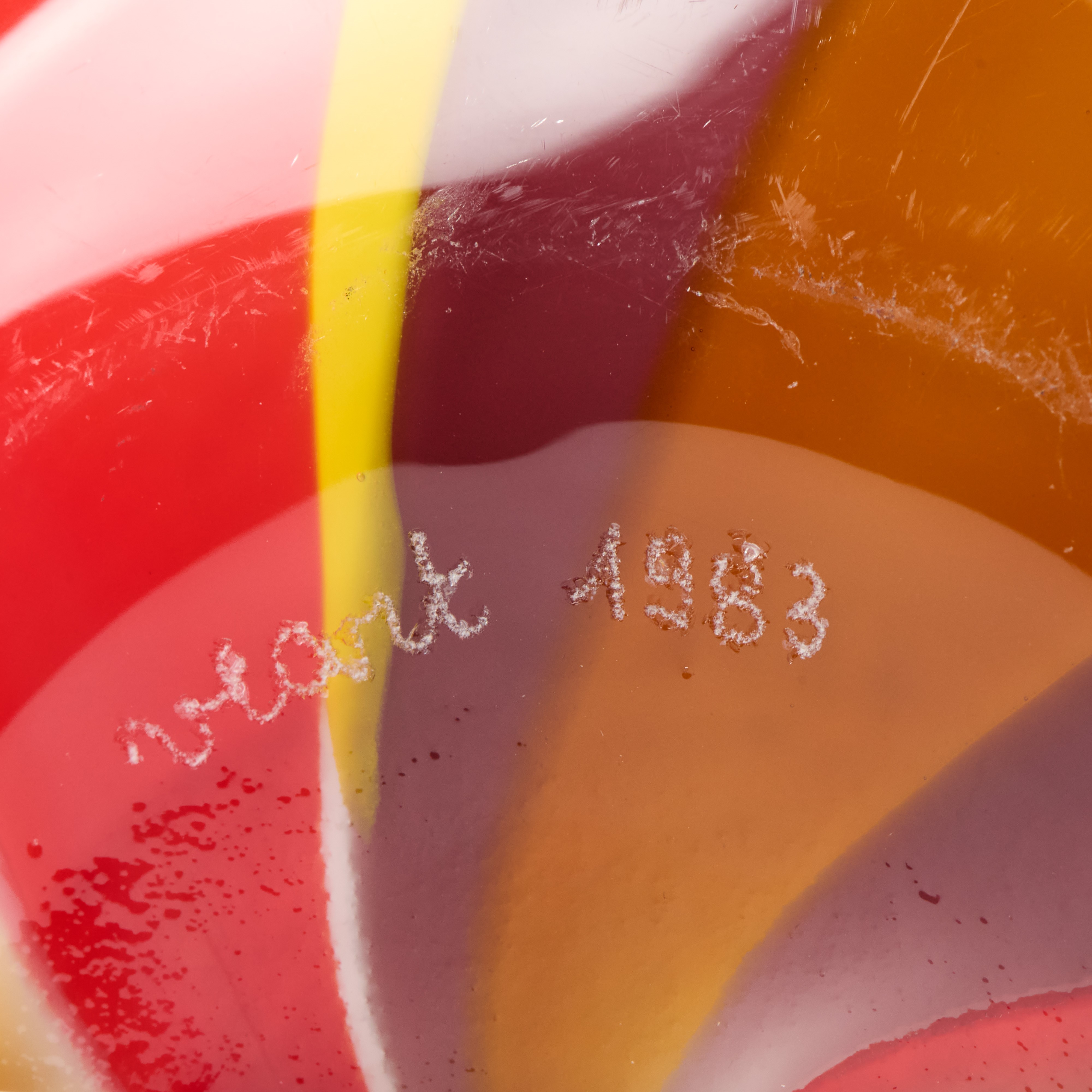 Veart vaso in vetro soffiato a fasce policrome