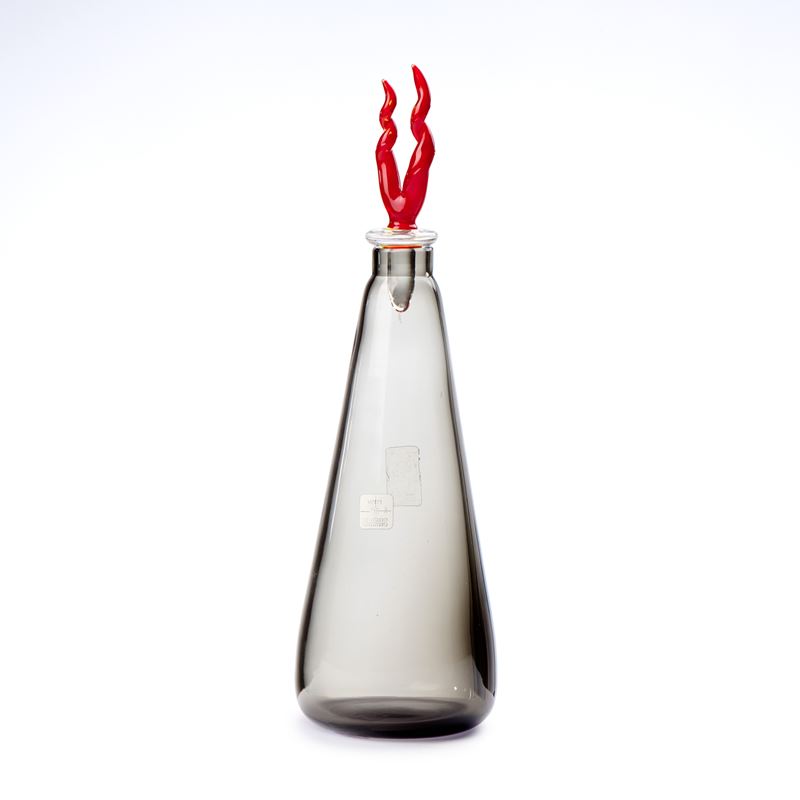 Marcello Furlan - Bottiglia con Tappo in Vetro Fumé e Rosso