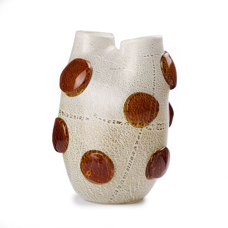 Vaso in Vetro con Applicazioni in Pasta di Vetro