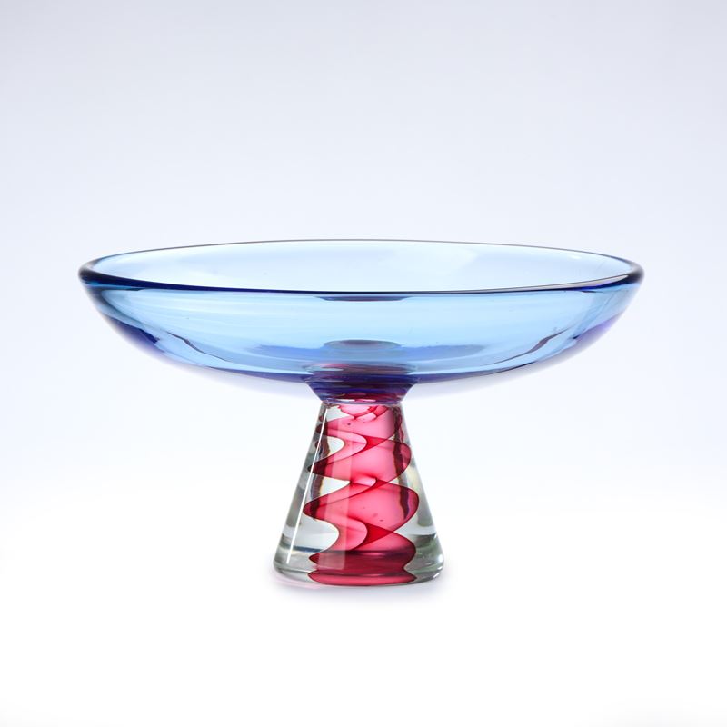 Alzata in vetro trasparente colorato e incolore