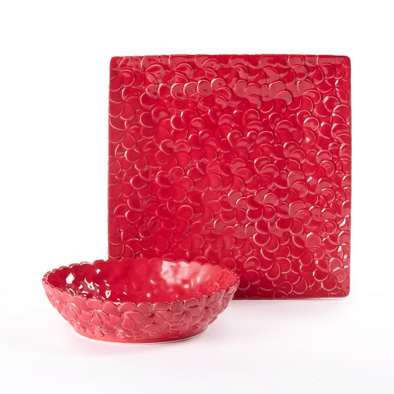 Centrotavola e Ciotola in Ceramica Rossa