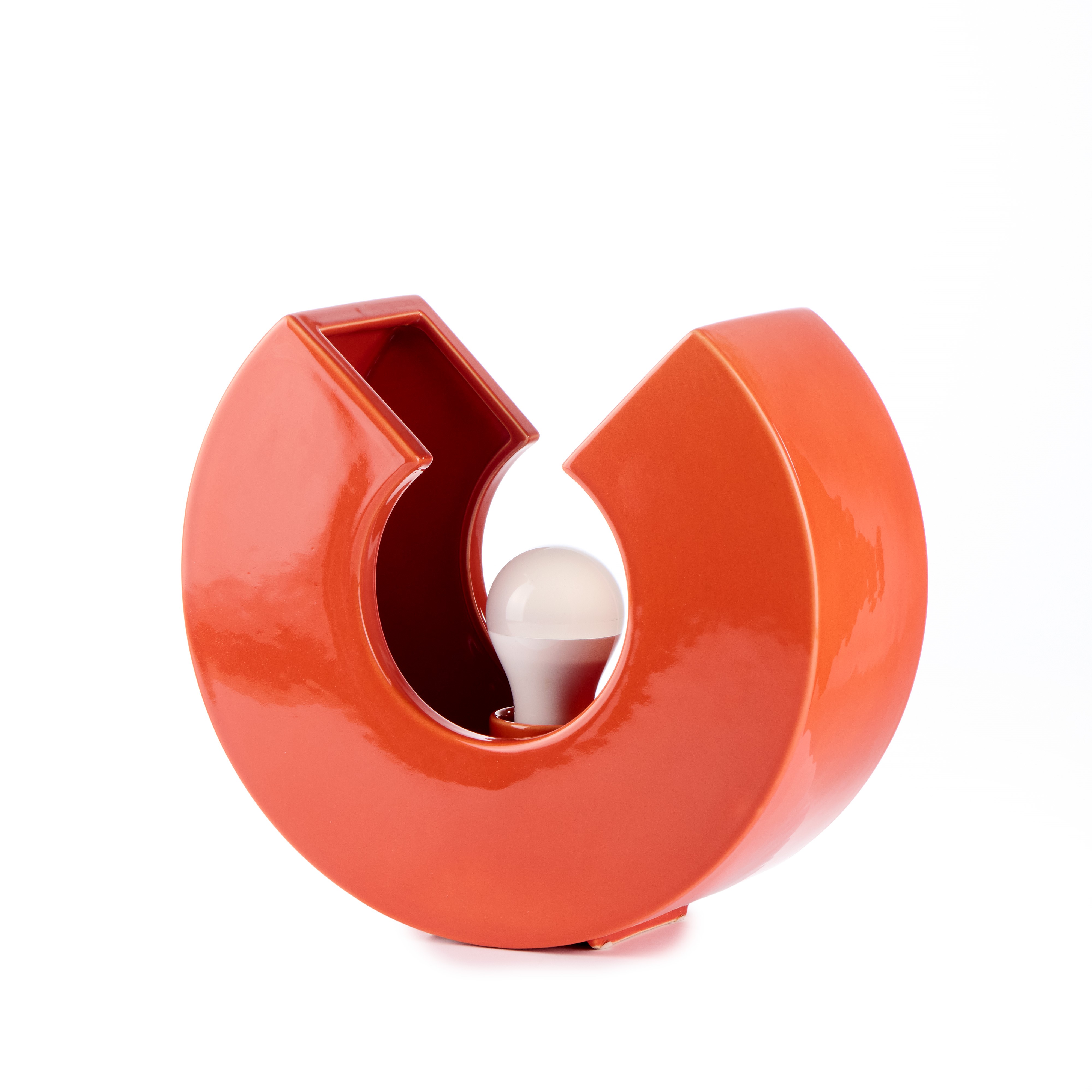 Lampada da tavolo in ceramica arancio