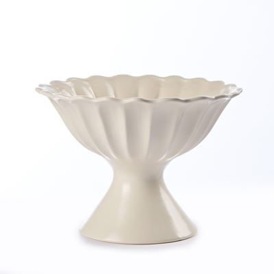 Alzata Costolata in Ceramica Bianca