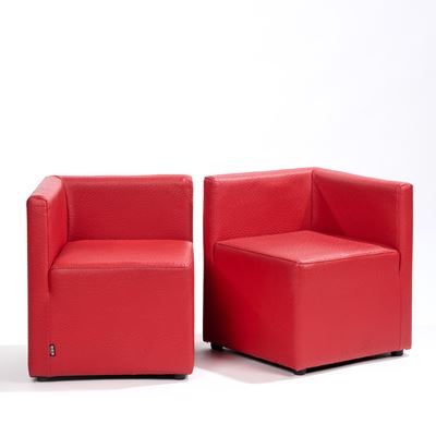 Koo International Coppia di Poltroncine Angolari con Rivestimento in Pelle di Struzzo