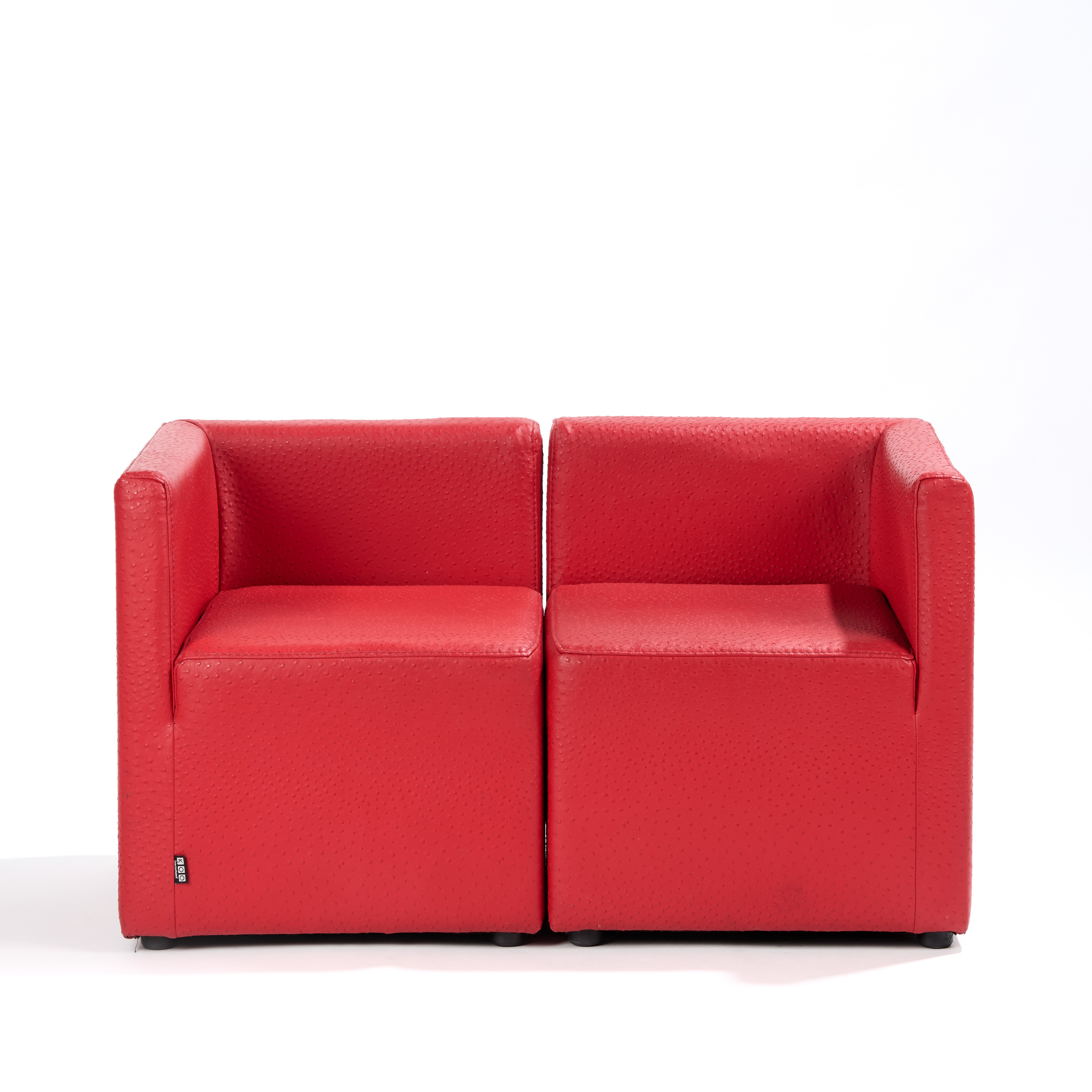Koo International Coppia di Poltroncine Angolari con Rivestimento in Pelle di Struzzo