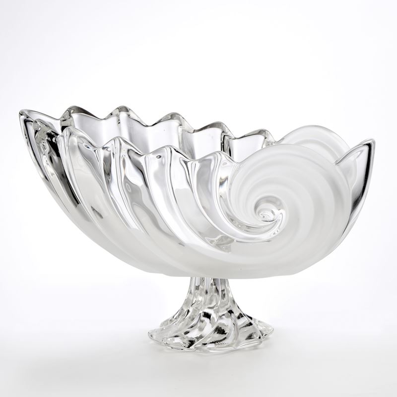 Centrotavola a conchiglia in cristallo trasparente e satinato