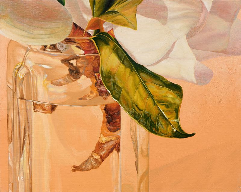 Fabio Aguzzi - Magnolia nel vetro, olio su tela