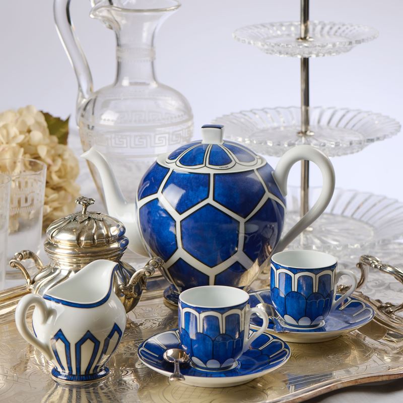 Hermès 'Bleus D'Ailleurs' servizio da caffè in porcellana bianca e blu