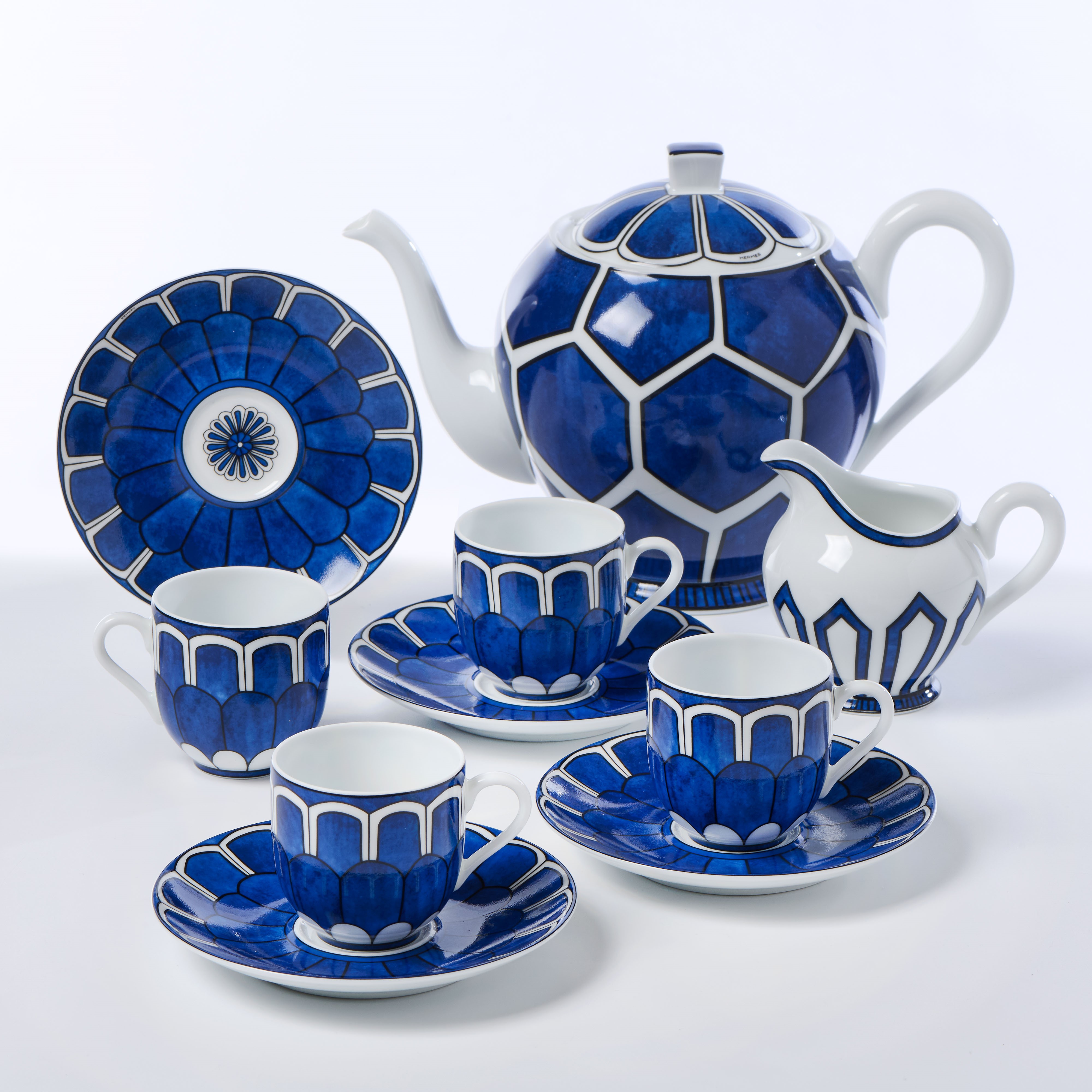 Hermès 'Bleus D'Ailleurs' servizio da caffè in porcellana bianca e blu